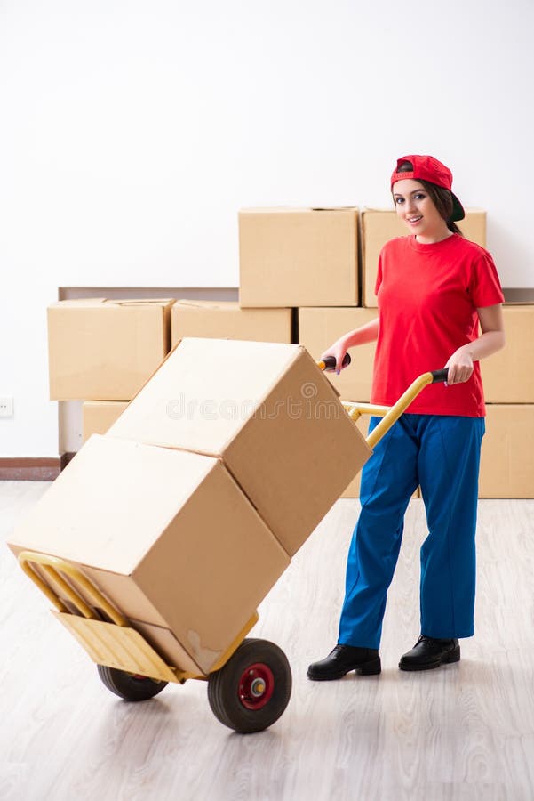 El motor profesional femenino joven que hace la relocalizaci?n casera fotografía de archivo libre de regalías El motor profesional femenino joven que hace la relocalizaci?n casera fotografía de archivo libre de regalías