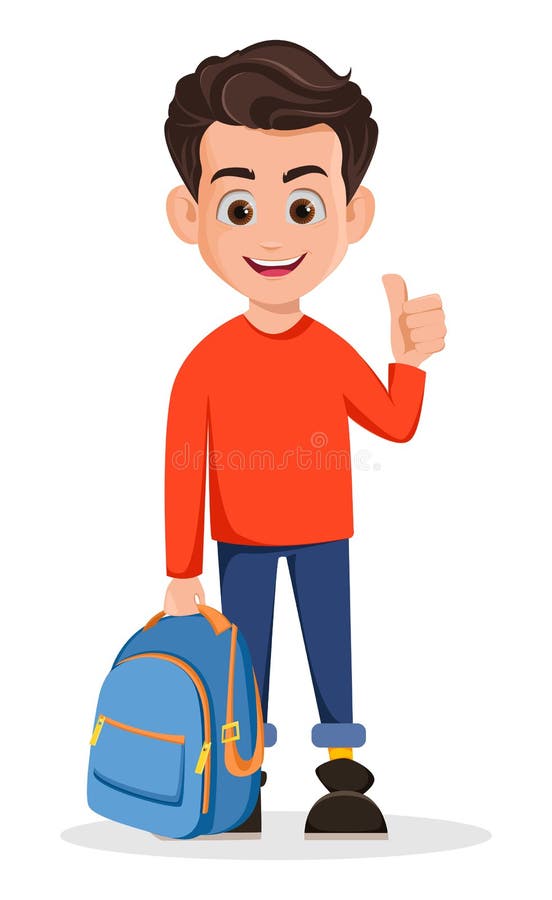 El Muchacho Está Listo Para La Escuela, Personaje De Dibujos Animados  Ilustración del Vector - Ilustración de creativo, tarjeta: 123485530