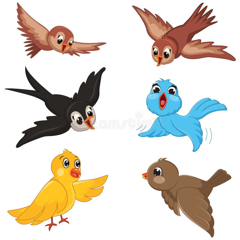Sistema del ejemplo del vector de los pájaros stock de ilustración Sistema del ejemplo del vector de los pájaros stock de ilustración