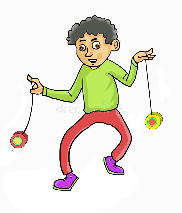 Caricatura Del Juego De Niños Yo-yo Stock de ilustración - Ilustración de  aislado, activo: 164709337