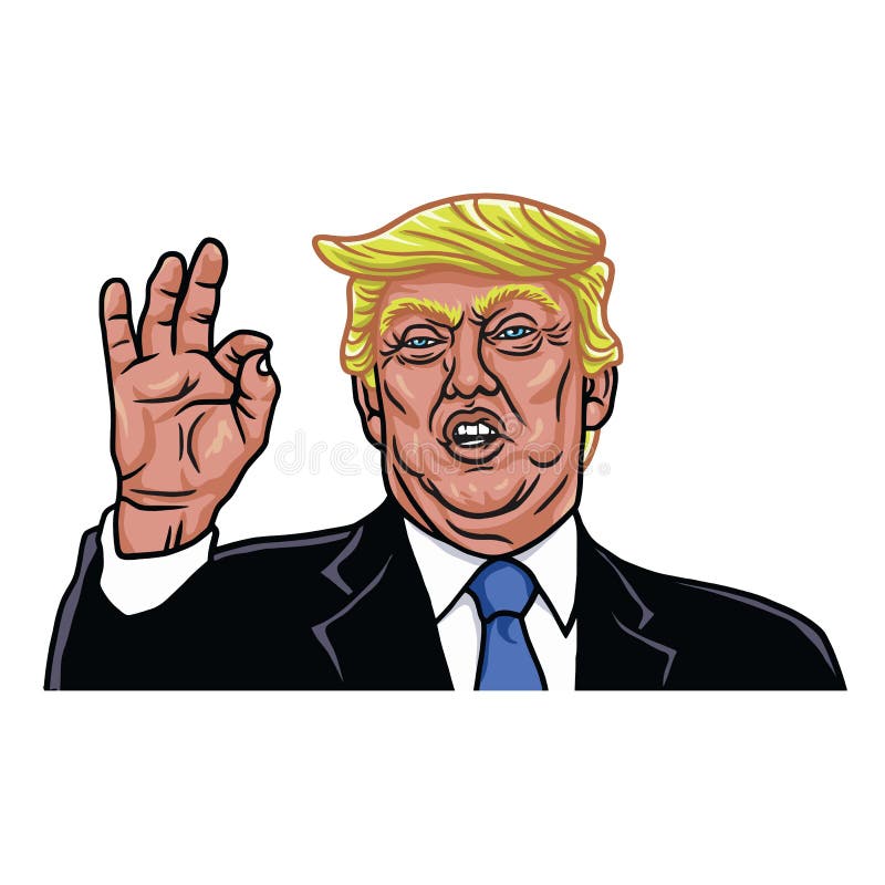 El 45.o Presidente de los Estados Unidos Retrato de la historieta de la caricatura de Donald Trump Ilustración del vector