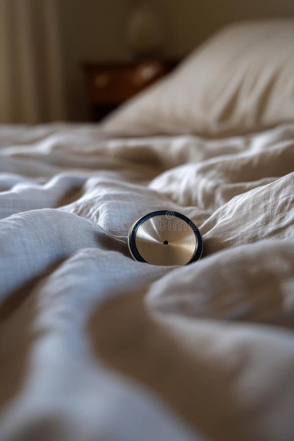 El objeto descansa en una cama de línea que ofrece comodidad y tranquilidad en un ambiente tranquilo de fondo minimalista