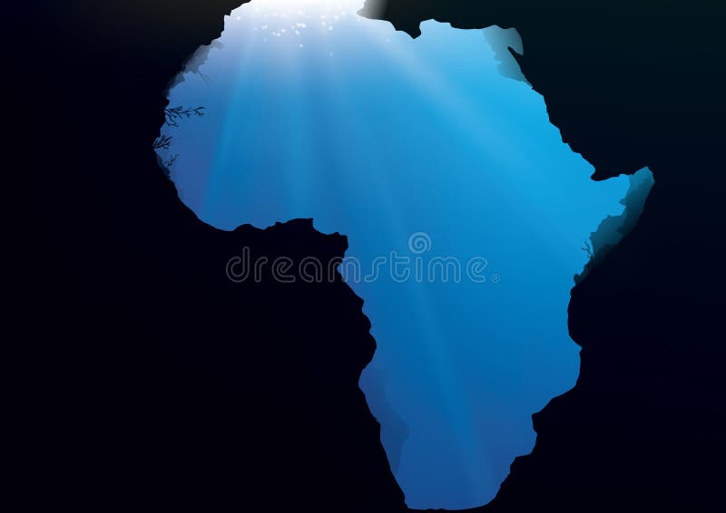 Underwater view from a cave in the shape of the continent Africa. Underwater view from a cave in the shape of the continent Africa
