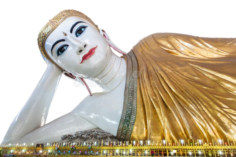 El ojo dulce de descanso Buda, Rangún, myanmar de Buda del gyi del htat de Chauk aisló en el fondo blanco imagen de archivo El ojo dulce de descanso Buda, Rangún, myanmar de Buda del gyi del htat de Chauk aisló en el fondo blanco imagen de archivo