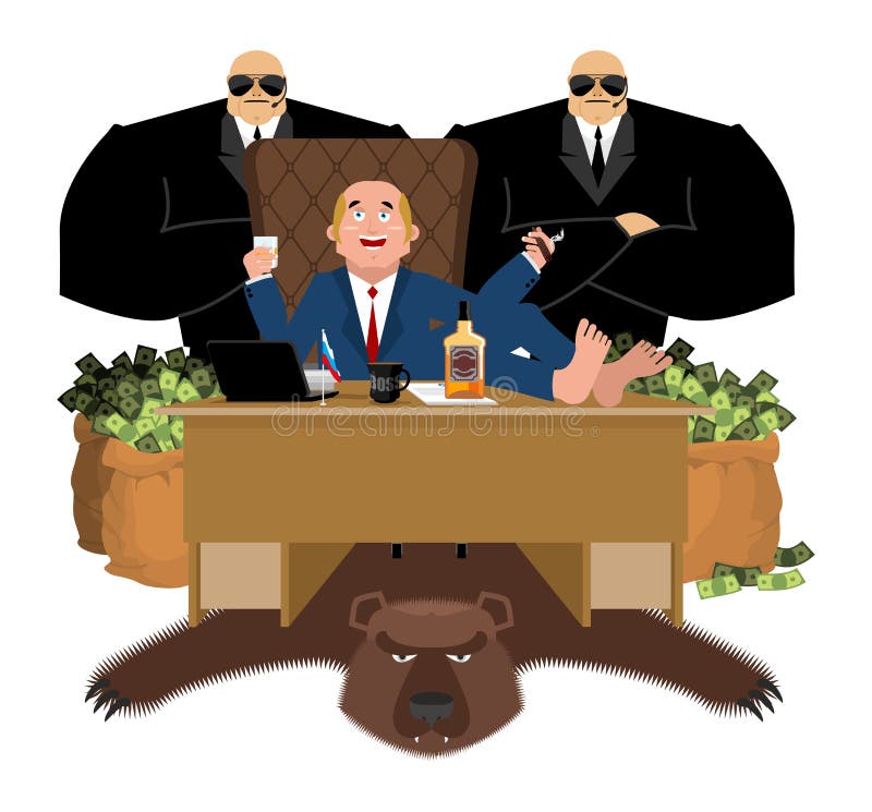 El oligarca ruso se sienta en la tabla y bebe el whisky Al ciga del humo