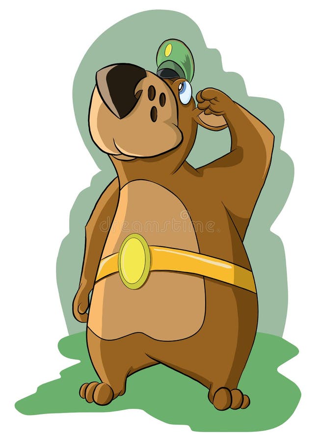 El oso divertido en casquillo militar, da saludo libre illustration El oso divertido en casquillo militar, da saludo libre illustration