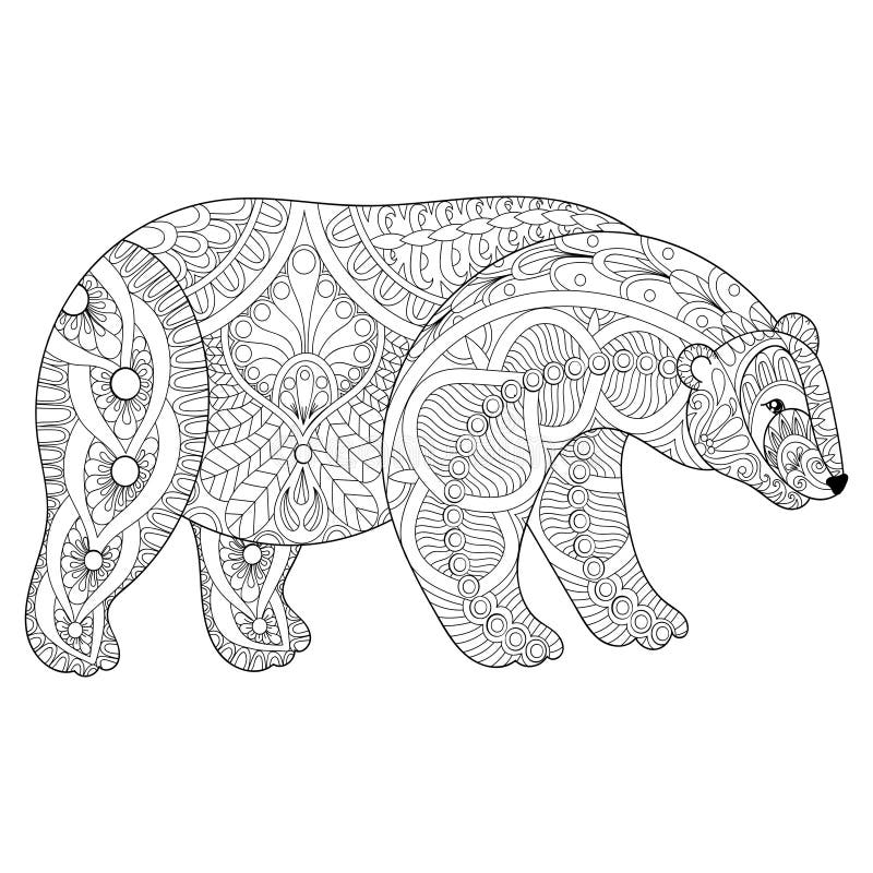 Download El Oso Polar Del Zentangle Del Vector Va Al Colorante Anti ...