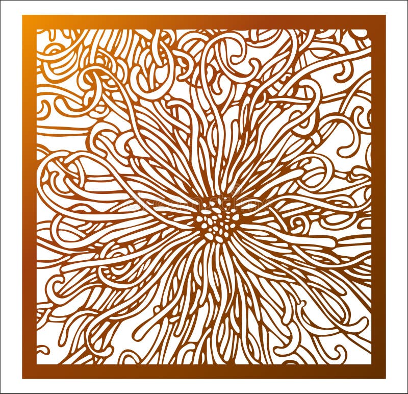El panel del cuadrado del corte del laser El estampado de flores a cielo abierto con la flor fantástica es inspirado por la natur ilustración del vector El panel del cuadrado del corte del laser El estampado de flores a cielo abierto con la flor fantástica es inspirado por la natur ilustración del vector