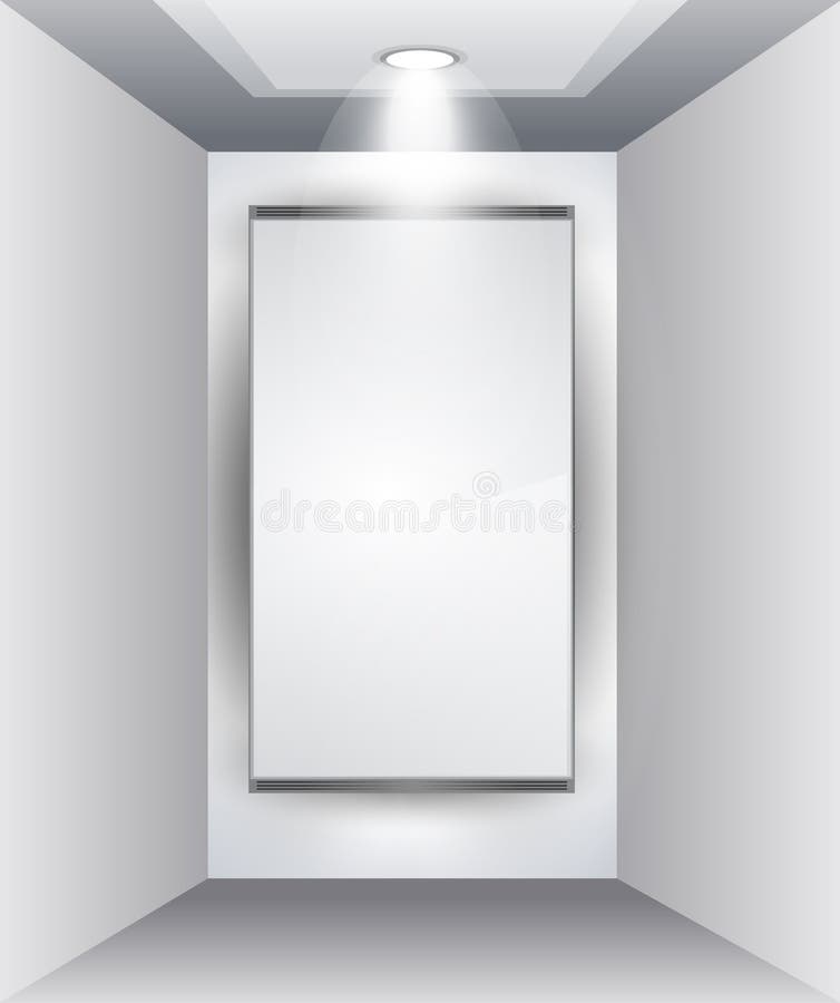 El panel del salón de muestras para el producto con los proyectores del LED stock de ilustración El panel del salón de muestras para el producto con los proyectores del LED stock de ilustración