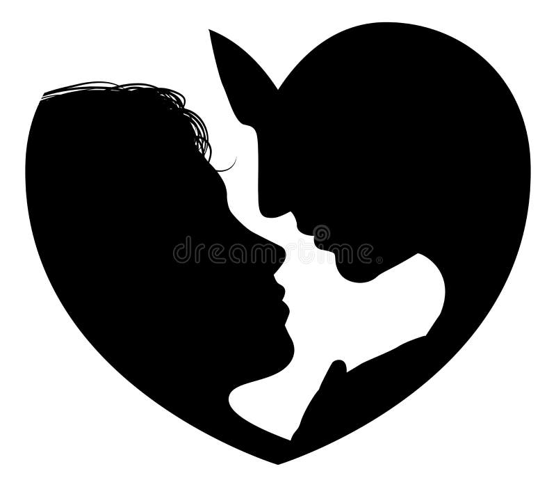 El par hace frente a la silueta del corazón