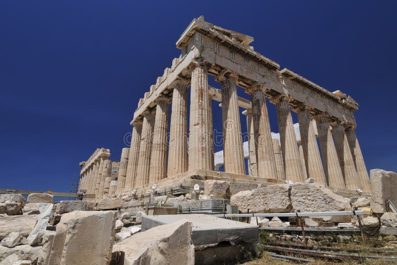 Dedicated to the Greek goddess Athena, the Parthenon is an ancient ruined temple in the Athenian Acropolis, Greece. Dedicated to the Greek goddess Athena, the Parthenon is an ancient ruined temple in the Athenian Acropolis, Greece.