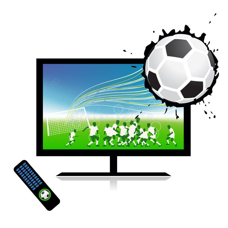 El partido de fútbol en la TV se divierte el canal libre illustration El partido de fútbol en la TV se divierte el canal libre illustration