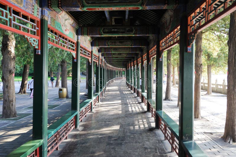 Pasillo Largo Con Muebles En La Construcción De Escuelas Foto de