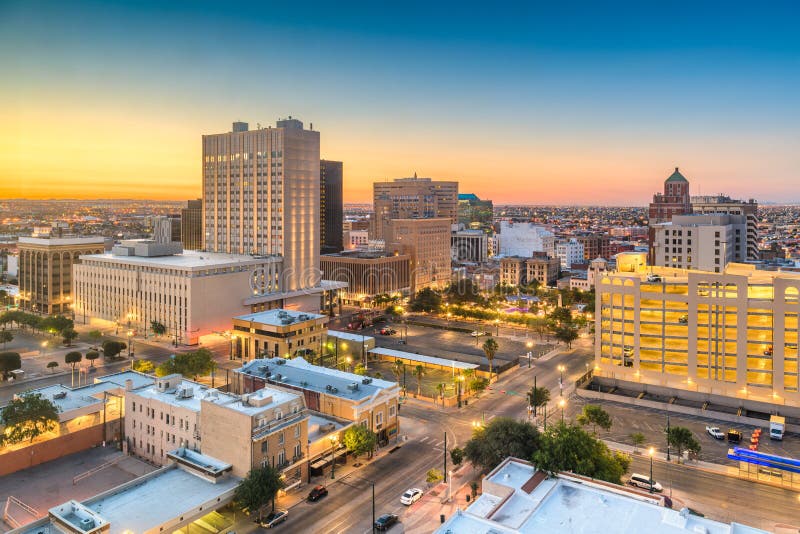 El Paso, Texas, USA  downtown city skyline at twilight