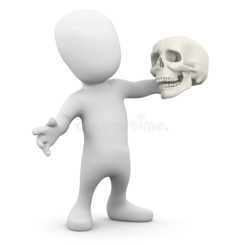 el pequeño hombre 3d considera muerte ilustración del vector el pequeño hombre 3d considera muerte ilustración del vector