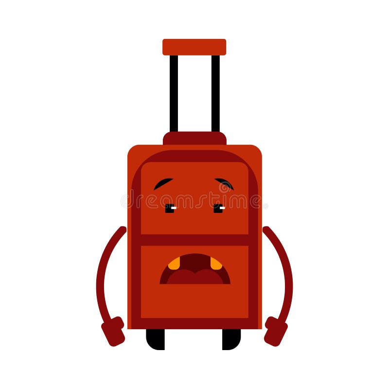 El personaje de dibujos animados trastornado de la maleta con la emoción triste en cara se coloca con las manos abatidas aisladas libre illustration El personaje de dibujos animados trastornado de la maleta con la emoción triste en cara se coloca con las manos abatidas aisladas libre illustration