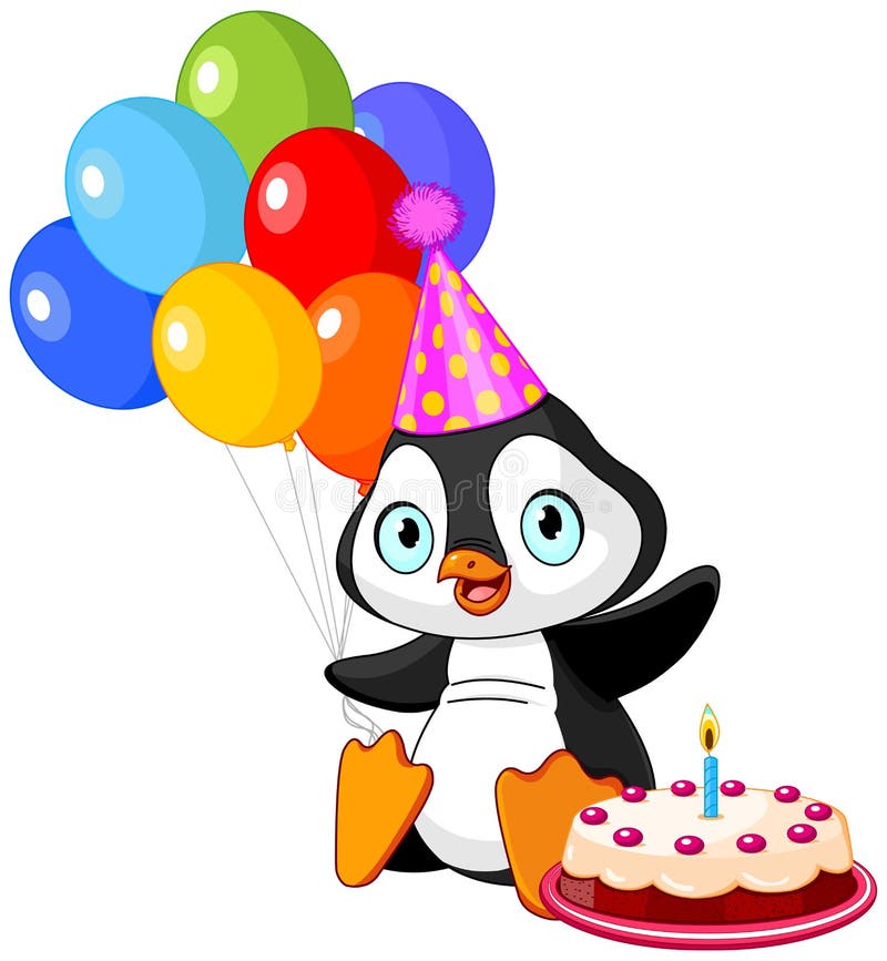 El pingüino celebra cumpleaños libre illustration El pingüino celebra cumpleaños libre illustration