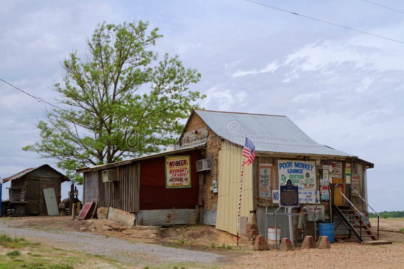 MERIGOLD, MISSISSIPPI, May 8, 2015 : Po Monkeys juke joint, west of Merigold. The Mississippi Blues Commission placed a historic marker at the Po Monkeys Lounge as a site on the Mississippi Blues Trail and one of the few authentic juke joints still operating. MERIGOLD, MISSISSIPPI, May 8, 2015 : Po Monkeys juke joint, west of Merigold. The Mississippi Blues Commission placed a historic marker at the Po Monkeys Lounge as a site on the Mississippi Blues Trail and one of the few authentic juke joints still operating.