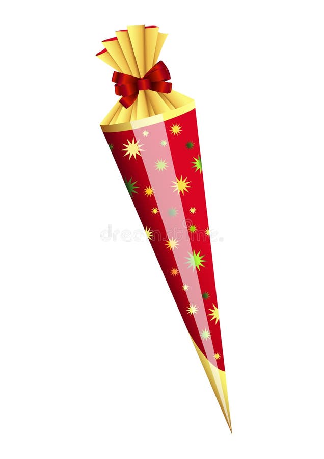 El presente formado cucurucho para la escuela comienza stock de ilustración El presente formado cucurucho para la escuela comienza stock de ilustración