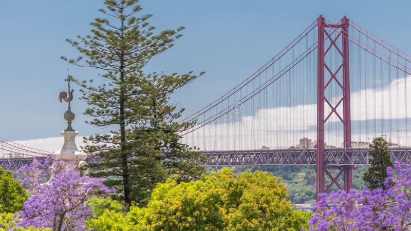 El puente aéreo de 25 de abril timelapse ponte 25 de abril en el puente suspensivo más largo de Portugal en europa. lisboa almacen de video