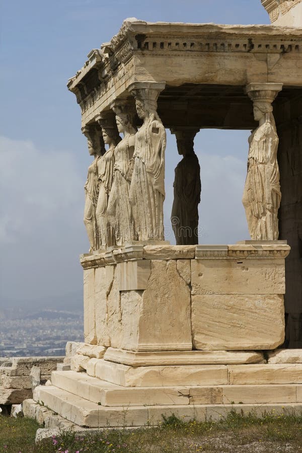 The Porch of Maidens atop Acropolis in Athens, Greece. The Porch of Maidens atop Acropolis in Athens, Greece