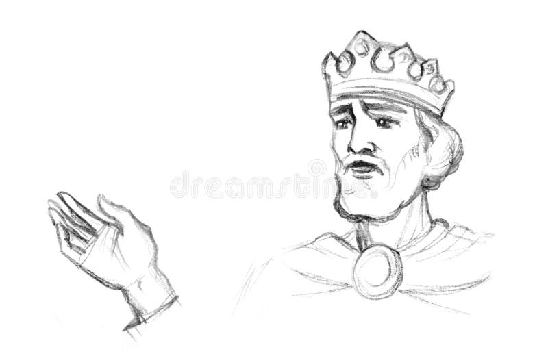  El Rey. Portret De Dibujo De Lápiz Stock de ilustración