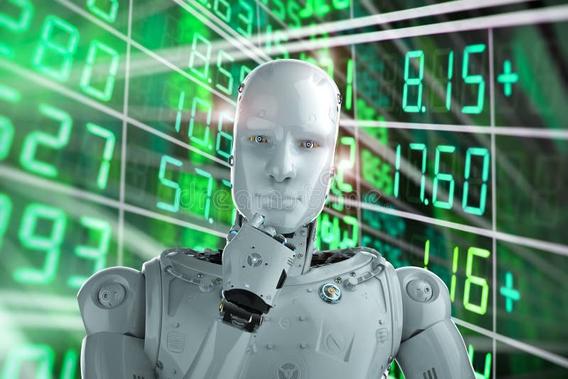 El robot analiza la acción stock de ilustración El robot analiza la acción stock de ilustración