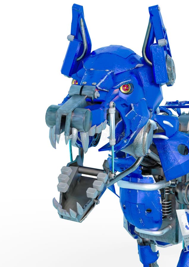 El robot del perro guardián es un sistema de seguridad en un fondo blanco stock de ilustración El robot del perro guardián es un sistema de seguridad en un fondo blanco stock de ilustración