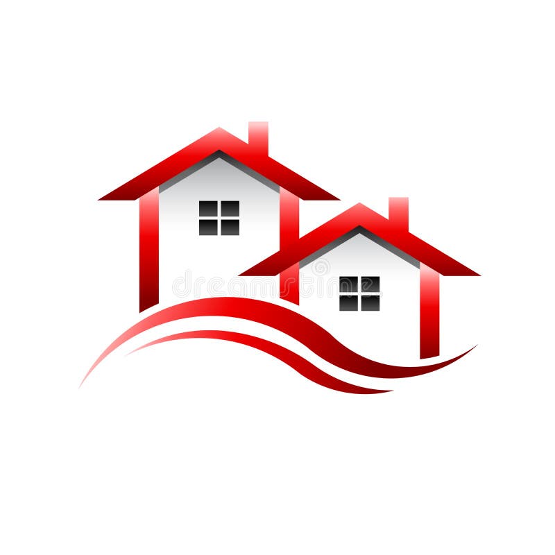 El rojo contiene el logotipo de la imagen de las propiedades inmobiliarias