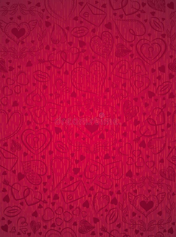 El rojo modeló el fondo con los corazones de la tarjeta del día de San Valentín, vector stock de ilustración El rojo modeló el fondo con los corazones de la tarjeta del día de San Valentín, vector stock de ilustración