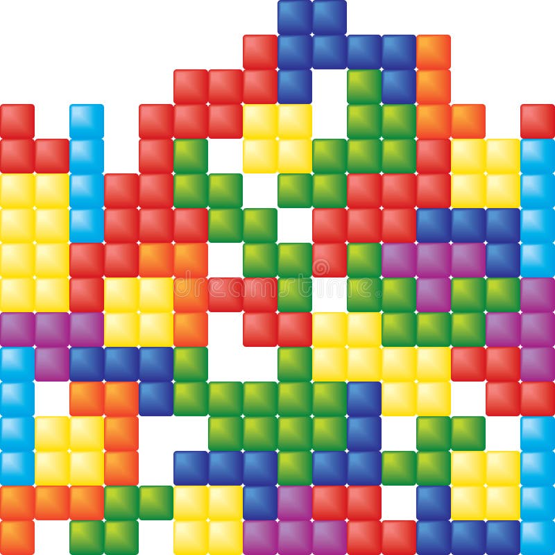 El rompecabezas de Tetris Rusia en caída colorido prueba un patrón transparente stock de ilustración