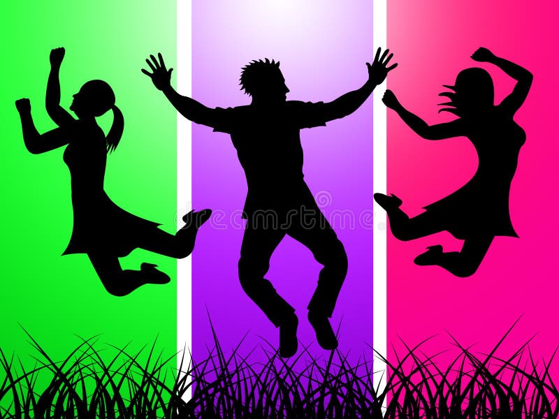 El salto del entusiasmo indica la hierba verde y emocionado