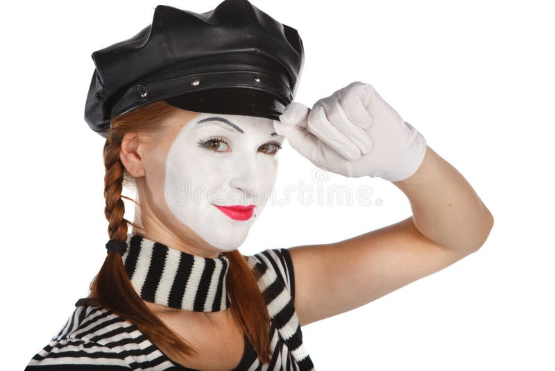 Portrait of a mime comedian, isolated over white background. Portrait of a mime comedian, isolated over white background