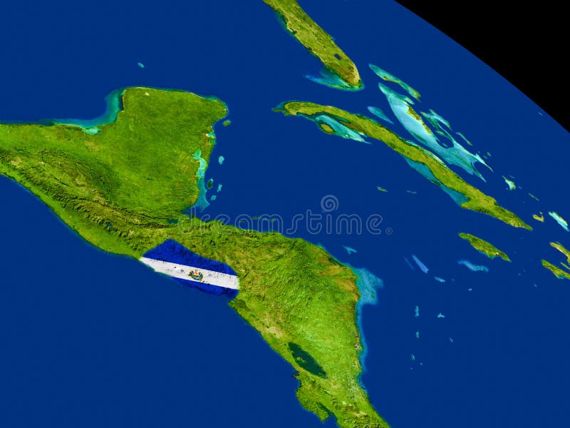 El Salvador med flaggan på jord vektor illustrationer El Salvador med flaggan på jord vektor illustrationer