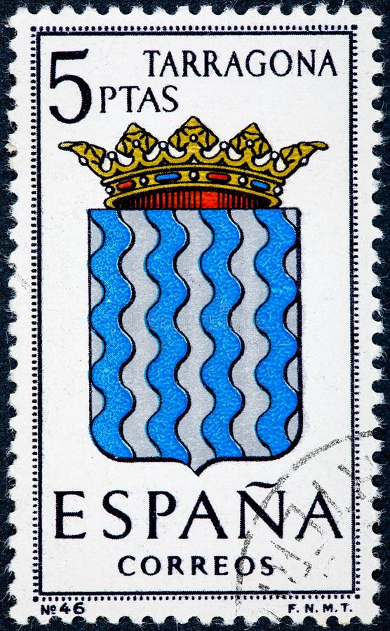 El sello impreso en España dedicó a los brazos de las demostraciones Tarragona de los capitales de provincia imagen de archivo El sello impreso en España dedicó a los brazos de las demostraciones Tarragona de los capitales de provincia imagen de archivo