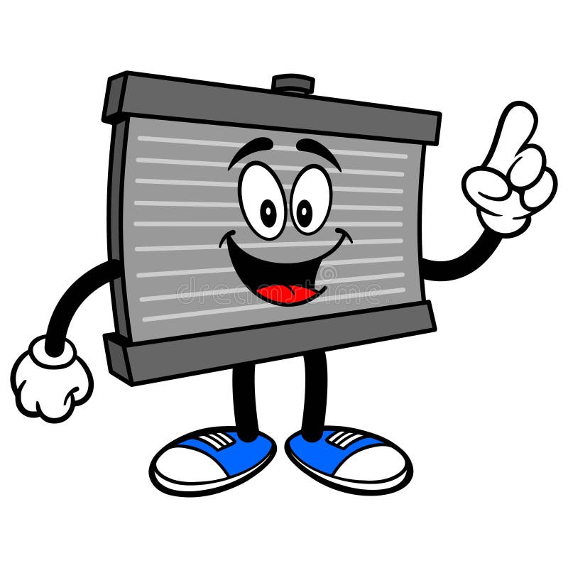 El señalar de la mascota del radiador stock de ilustración El señalar de la mascota del radiador stock de ilustración