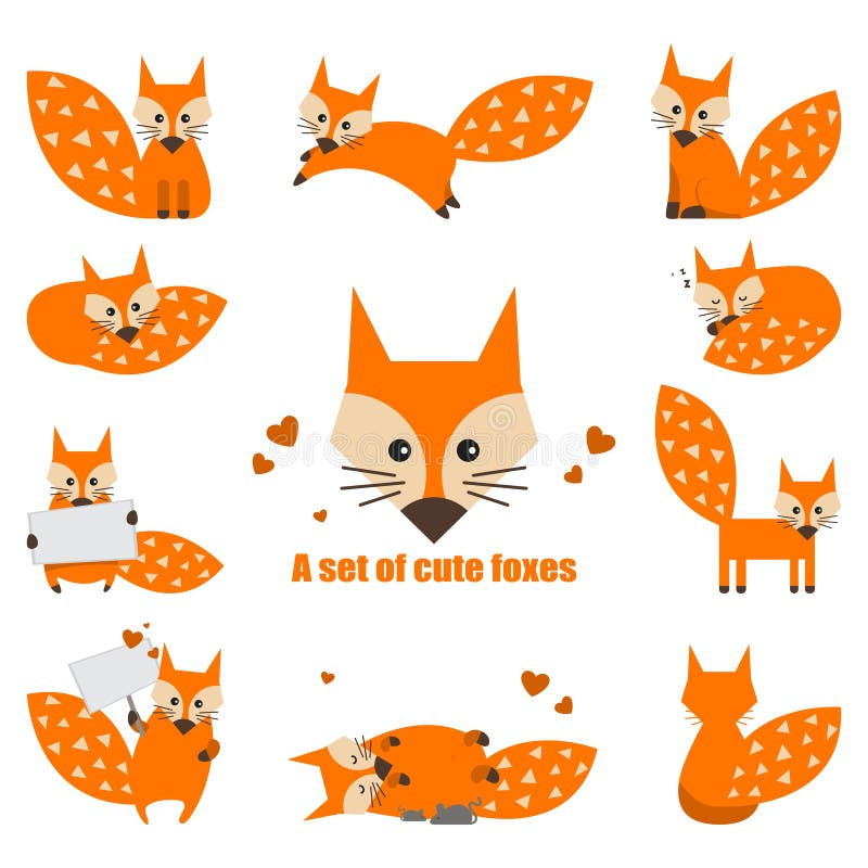 El sistema de la historieta linda foxes en estilo plano simple moderno Ilustraci?n aislada del vector ilustración del vector El sistema de la historieta linda foxes en estilo plano simple moderno Ilustraci?n aislada del vector ilustración del vector