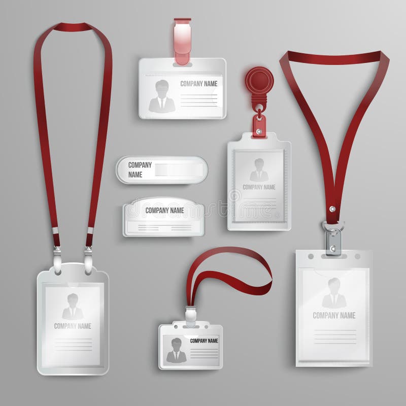 El sistema de plástico transparente realista badges portatarjetas de la identificación ilustración del vector El sistema de plástico transparente realista badges portatarjetas de la identificación ilustración del vector
