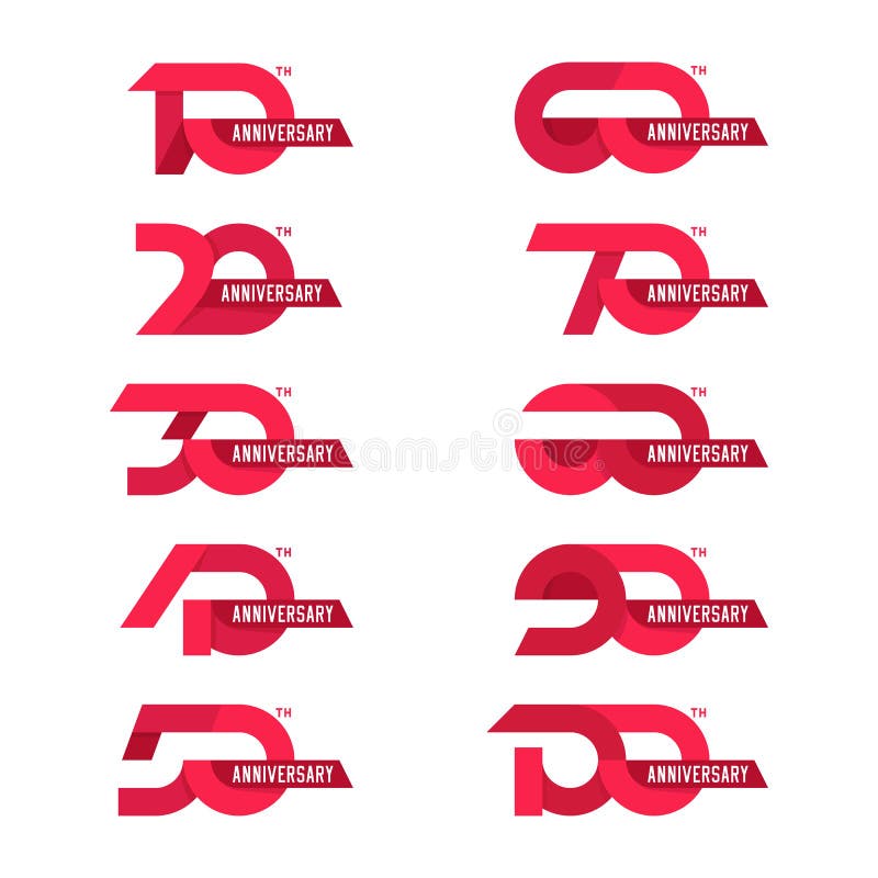 El sistema del aniversario firma a partir de la 10ma a 100o ilustración del vector El sistema del aniversario firma a partir de la 10ma a 100o ilustración del vector
