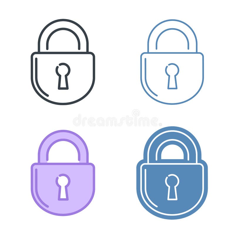 El sistema del icono del esquema del vector de la cerradura Concepto de la protección de datos stock de ilustración El sistema del icono del esquema del vector de la cerradura Concepto de la protección de datos stock de ilustración