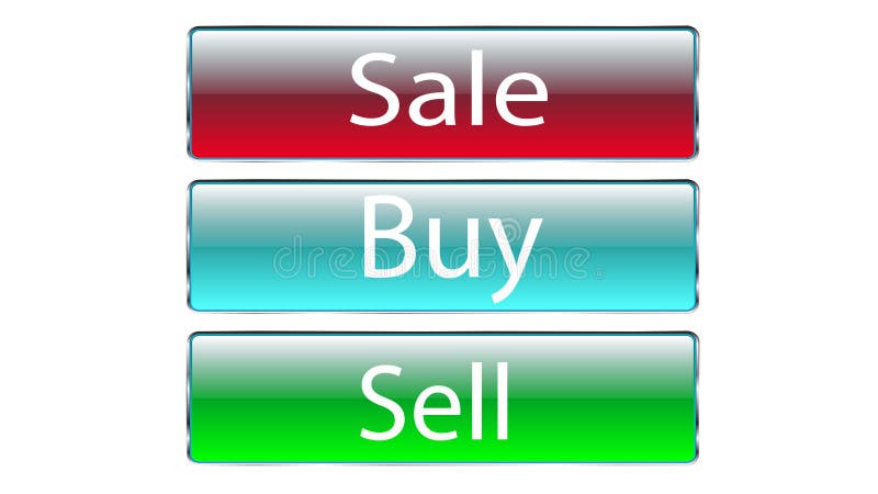 El sistema del vector hermoso transparente de cristal tres abotona para presionar la venta, compra, vende el rojo, azul, iconos v libre illustration El sistema del vector hermoso transparente de cristal tres abotona para presionar la venta, compra, vende el rojo, azul, iconos v libre illustration