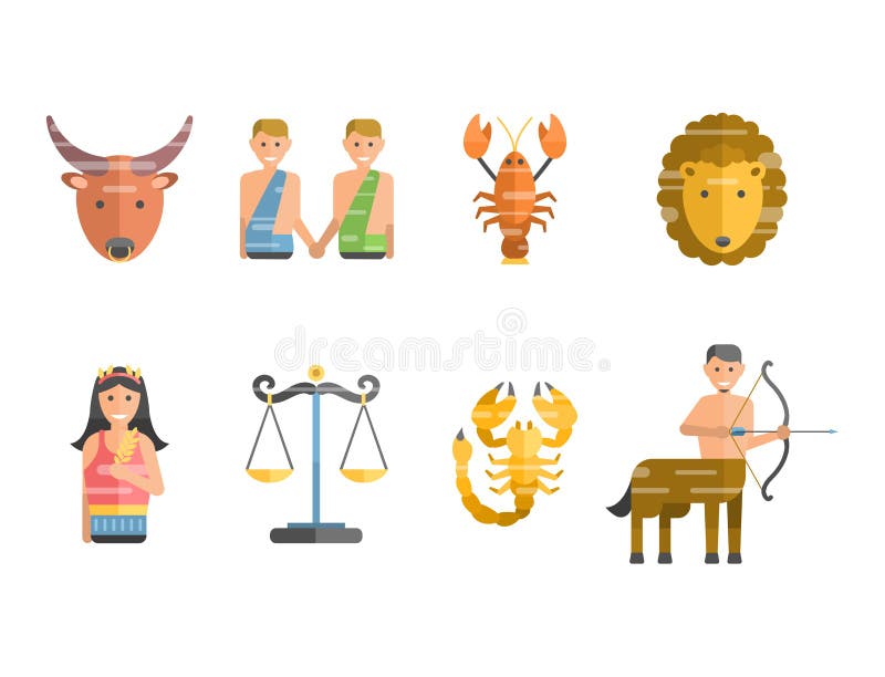 El sistema plano de las muestras del zodiaco de símbolos del horóscopo protagoniza la figura ascendente vector de la astrología d ilustración del vector El sistema plano de las muestras del zodiaco de símbolos del horóscopo protagoniza la figura ascendente vector de la astrología d ilustración del vector