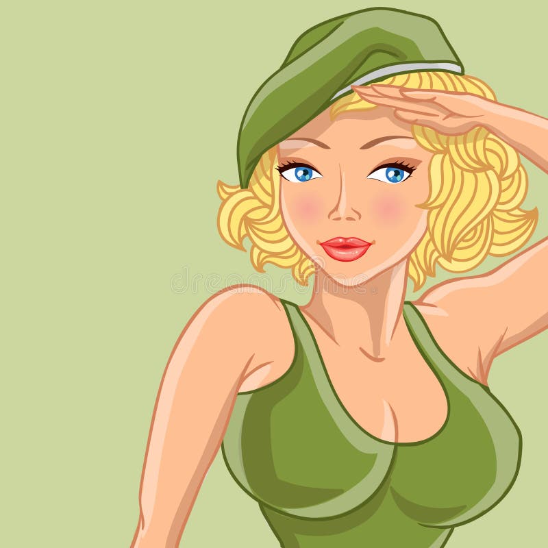 El soldado de sexo femenino de la historieta da honor Vector stock de ilustración El soldado de sexo femenino de la historieta da honor Vector stock de ilustración