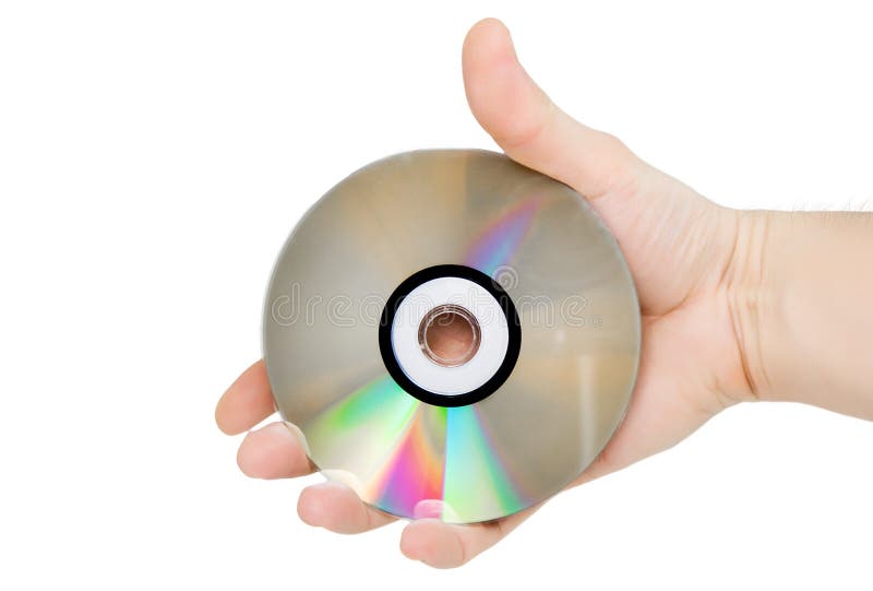 El solo disco (CD) del DVD se sostiene a disposición. imagen de archivo El solo disco (CD) del DVD se sostiene a disposición. imagen de archivo