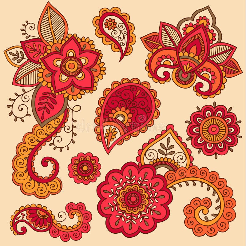 El tatuaje colorido de Mehndi de la alheña Doodles vector stock de ilustración El tatuaje colorido de Mehndi de la alheña Doodles vector stock de ilustración