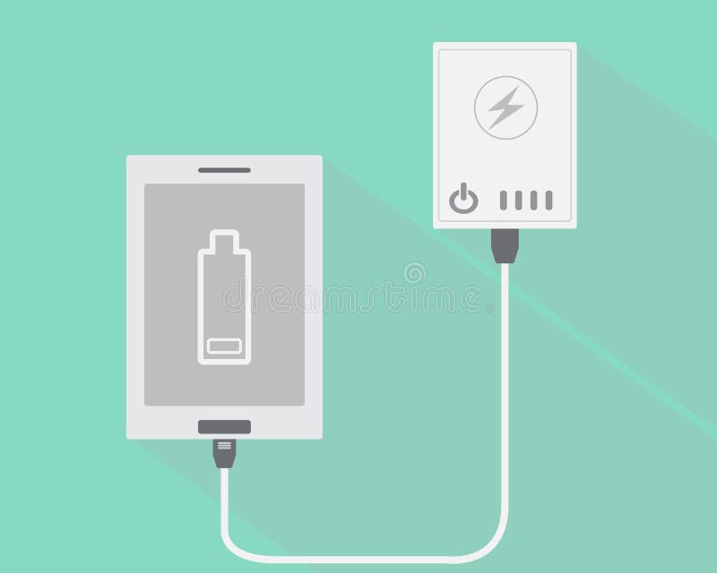 El teléfono elegante conecta con el banco del poder ilustración del vector El teléfono elegante conecta con el banco del poder ilustración del vector