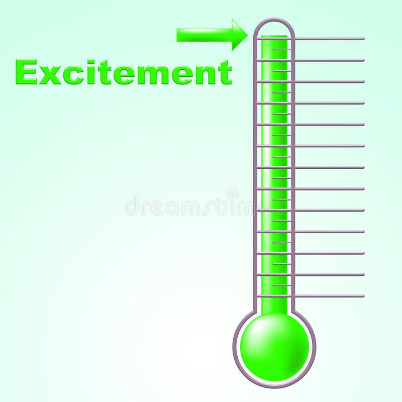 El termómetro del entusiasmo significa la emoción y Celsius centígrados