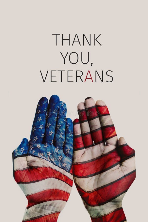 El texto le agradece los veteranos y bandera de los E.E.U.U.