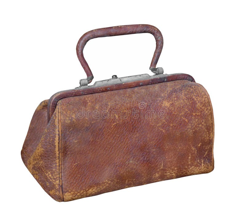 El tipo bolso del viejo doctor de cuero aislado imágenes de archivo libres de regalías El tipo bolso del viejo doctor de cuero aislado imágenes de archivo libres de regalías