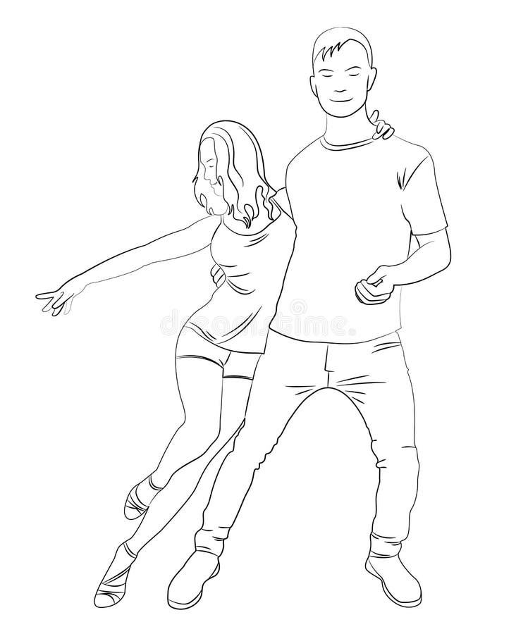 El Tipo Contorno Y La Salsa De Danza Femenina Ilustración del Vector -  Ilustración de feliz, abrazos: 171208106
